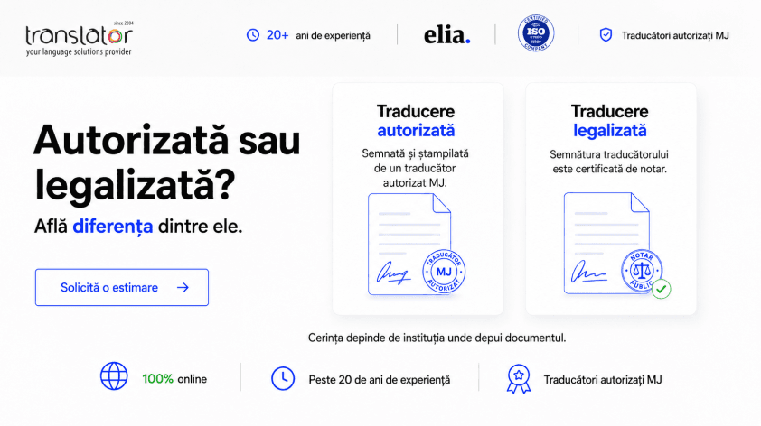 Traducere autorizată vs. legalizată: care e diferența?